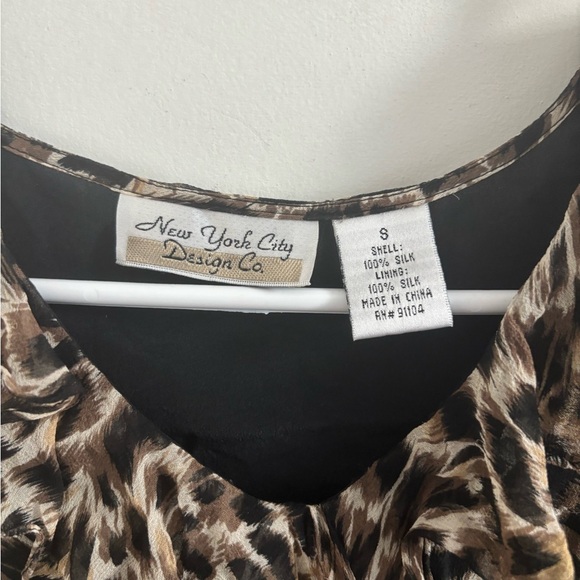 Y2K Blouse Womens Silk Leopard Print Sz S Ruffle Glam Whimsigoth Fairycore Top - Picture 4 of 4